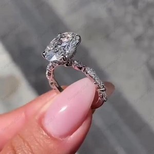 3 CT Oval Cut Moissanite Engagement Ring Oval Hidden Halo Ring 14K Gold Wedding Ring Side Stone Marquise Pave Set Ring Promise Ring for Her - Etsy