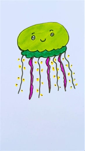 Jellyfish 🪼 drawing and colouring #drawing #jellyfish #artclass #colouring #art #youtube #kids