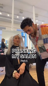 How did he handle this hairy situation?😅😂 My salon is the best @ollinnyc #salon #hairgoals #pranks | Soo Ra