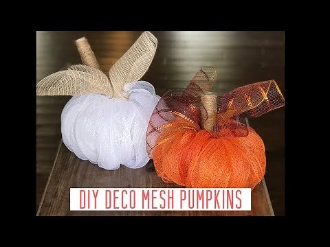 How to Make a Deco Mesh Pumpkin - DIY Dollar Tree Mesh Pumpkins