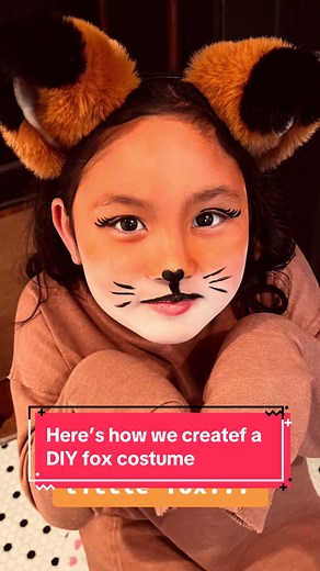Here’s how we created a DIY fox costume for little girl for Halloween ! #diyproject #makeup #halloweenmakeup #foxcostume