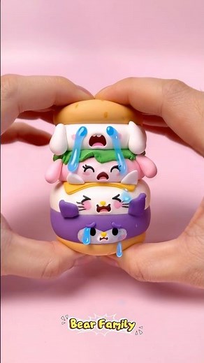 Why Is the Hello Kitty & Kuromi Burger Crying? | Clay DIY | BearFamily #shorts #toys #funny
