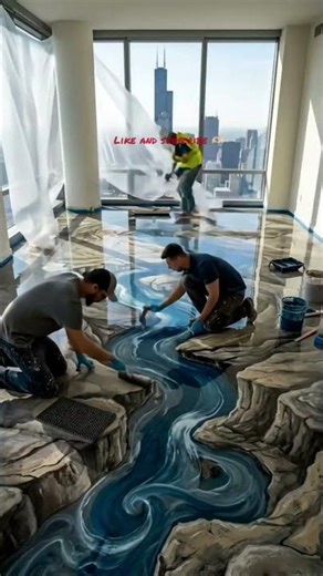 Waterfall Illusion Epoxy Floor design 🪄 #interiordesign