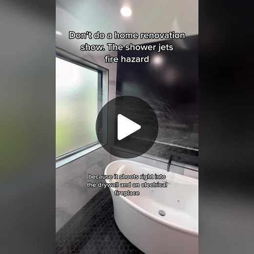 Another video showing the shower jets shooting directly to the electrical fire place. Dont do anhome renovation show. #hgtv