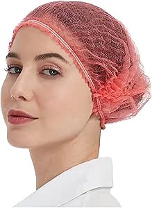 ProtectX Disposable Bouffant (Hair Net) Caps Hair Head Cover Nets 21” (Red 100 pack)