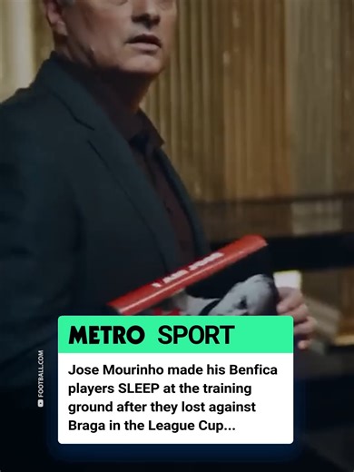 Jose Mourinho is a MENACE 😂 Mourinho took his players to stay at Benfica's training ground after they lost against Braga in the League Cup, and the Portuguese manager said he hoped they 'don't sleep and instead think a lot'. Benfica lost Wednesday's tie 3-1 and ended the game with 10 men. #josemourinho #mourinho #benfica #portugal #footballnews