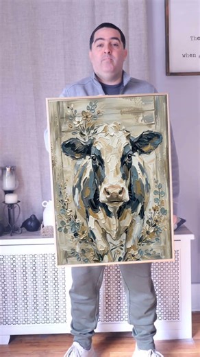 Modern Farmhouse Aesthetic: Floral Cow Oil Painting 🐮🌸 #shorts #art