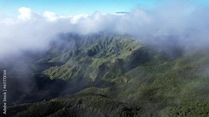 Tenerife aerial view of the of Anaga in Canary Islands - Clouds rolling over beautiful mountain landscape