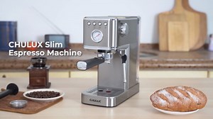 CHULUX Slim Espresso Machine with Milk Frother, 20 Bar Professional Italian Pump Espresso Coffee Machine for Home Cappuccino & Latte Maker, Stainless Steel, Black