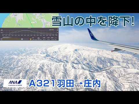 【立体音響】A321羽田→庄内便 機内環境音 迫力の雪山を避けながらの降下！#飛行機に乗っている気分になれる動画 #22 NH395 A321-272N (JA146A) Seat:33A