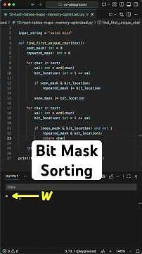 Find The First Unique Character Using Bitmasks