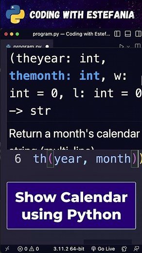 Print a Calendar in Python with only 4 LINES of Code #shorts #python