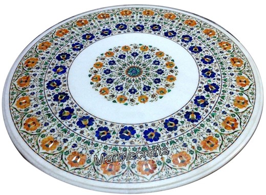 White Marble Dining Table Top | Pietra Dura Art Inlay Sofa Table | Shiny Gemstone Hallway Decor | Handmade Vintage Marble Kitchen Table Top - Etsy