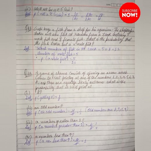 Class 10 maths chapter 14 probability exercise 14.1 all solutions #CLASS10 #NCERT #STUDY #YTSHORTS