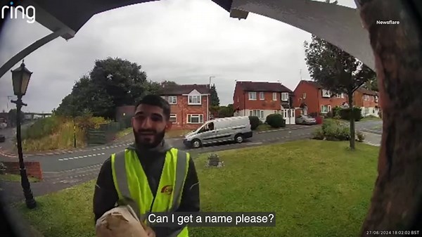 Hilarious moment delivery driver is chased away by a small pet dog