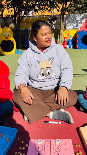 ➕✨ Addition with Carry Over ✨➕ Deena Ma’am taught Class 1 students how to do addition with carry over in a fun and easy way! 😊📚 | Trissa School, Thankot