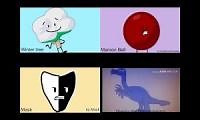 Mix of 4 videos from youtube : BFDI Auditions Quadparison #3