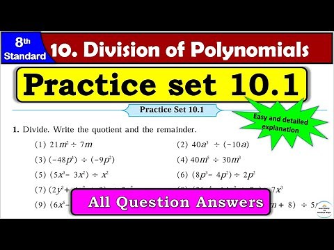 Practice Set 10.1 | Class 8 | Chapter 10 Division of Polynomials | Maths | All Question Answers