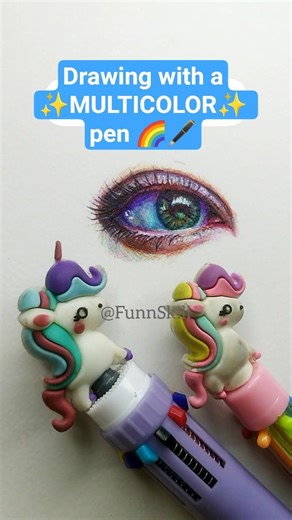 Drawing, BUT with a ✨MULTICOLOR✨ pen 😳 #art #shorts #drawing #tutorial #creative #eyes #eye #viral