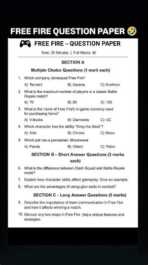 Only Legends Can Get 100% On This Free Fire Exam! 😱📝