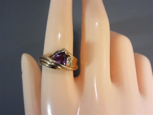 Vintage 10k Gold Amethyst Ring With Diamond Accents - Etsy