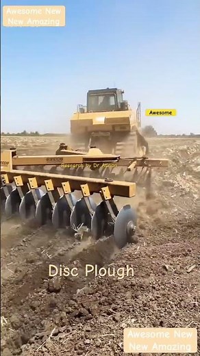 Disc plough and rotator | Long Agricultural plough| How to plough and level land with disc plough
