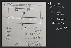 In the given meter bridge circuit, if galvanometer showsno def... | Filo