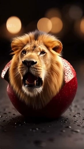 Wait for the End... Apple Morphing into a Lion! 😱 #AIEra #DIY, #satisfyingvideo