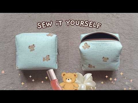 How to Sew a Box Zipper Pouch | Easy DIY Makeup Bag Tutorial for Beginners 🧸