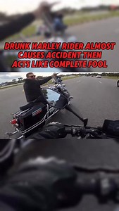Drunk Harley Rider Almost Causes Accident Then Acts Like Complete Fool | @vincode17 #motorcycle #karen #biker | r6.goon