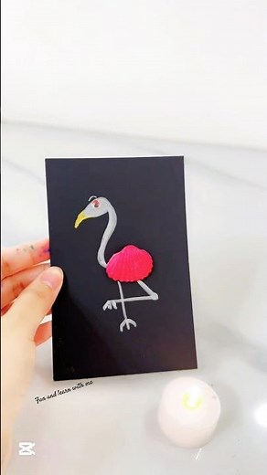DIY Flamingo Art with Seashells 🦩 | Easy & Fun Craft Idea #shorts #art