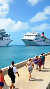 Cruise Ships Brush Against Each Other While Entering the Port | sunshine101