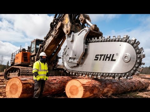 Extreme Dangerous Fastest Big Chainsaw Cutting Tree Machines | Monster Stump Removal Excavator