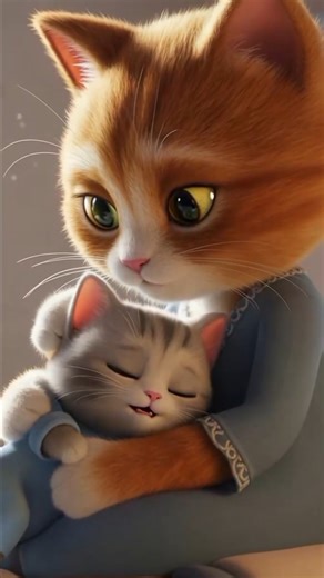 Big Sister Cat Sings a Lullaby for Her Baby Brother #shorts