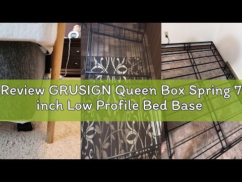 Review GRUSIGN Queen Box Spring 7 inch Low Profile Bed Base Matel Mattress Foundation with Cotton Wa