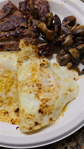 Turkey Cutlets, Eggs And Mushrooms