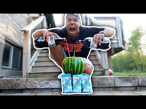 WATERMELON DIET COKE MENTOS EXPERIMENT!! (HUGE EXPLOSION)
