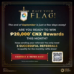 ***Exclusive to Concentrix staff*** Make it a September to remember! Connect, refer, and win 20,000 CNX Rewards! Reach out to your Talent Connect POC or check internal announcements for more details. *Terms and conditions apply #JoinConcentrix #YourBestAnywhere | Concentrix