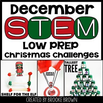 Christmas STEM Challenges & Activities - Winter Party Stations December Holidays