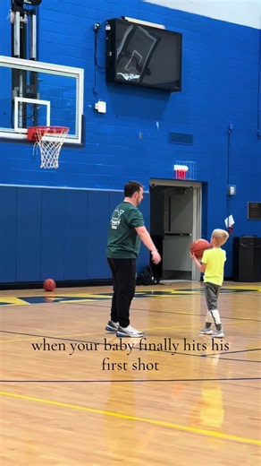 Posting for memories. Our boy has been working so hard to be strong enough to make it on a “real goal”. Also, get friends that celebrate your baby like their own. @Reece Griffith #basketball #firstshot #coach