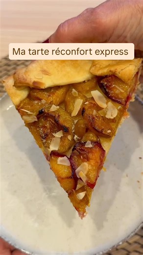 Nadine l Coach diététique & nutrition🍎 on Instagram: "Parfois, on a juste besoin de réconfort, et vite. Voici la recette parfaite pour ça. ✨ Une tarte rustique qui ne demande aucune technique, juste de bons fruits de saison et l’envie de se faire plaisir. Les Ingrédients : * 1 pâte brisée * 500g de prunes variées (rouges, Reines-Claudes, mirabelles) * 3 c.à.s de poudre d’amandes * 1 sachet de sucre vanillé * Le jus d’un demi-citron * Quelques amandes effilées La Méthode (zéro prise de tê