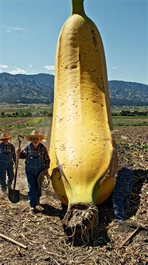 🍌 Giant Banana Bigger Than a Truck | Tiny Workers vs Massive Banana 4K Cinematic#aiart #banana #ai