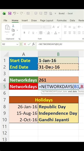 Networkdays Formula In Excel #short #shorts #shortvideo #shortsvideo #youtubeshorts #youtube #viral