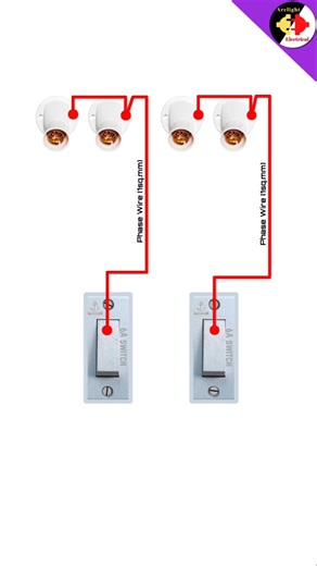 2 Switch 4 Bulb Connection | Electrical Wiring Ideas #shorts #youtubeshorts