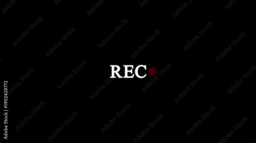 Recording icon button animation on alpha channel, rec text camera recording icon blink animation. text camera recording icon blink animation, interface of video recorder digital display