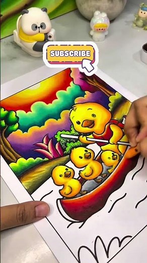 Here's how! Color a simple picture of a duckling using color gradation 🤭 #art #coloring