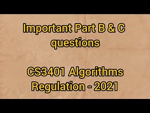cs3401 Algorithms important questions part b & c