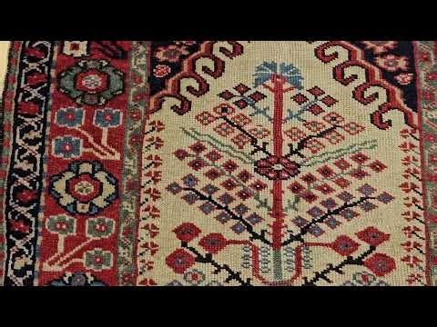 Antique Turkish Prayer Rug in Tree of Life Design in Ivory, Red, The Persian Knot Gallery, SKU: 1852