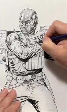 Inking my G.I. Joe Beach Head drawing. #drawing #artvideo #gijoe #illustration #penandink #art