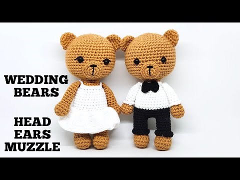 WEDDING BEARS | HEAD, EARS, MUZZLE | HOW TO CROCHET | AMIGURUMI TUTORIAL